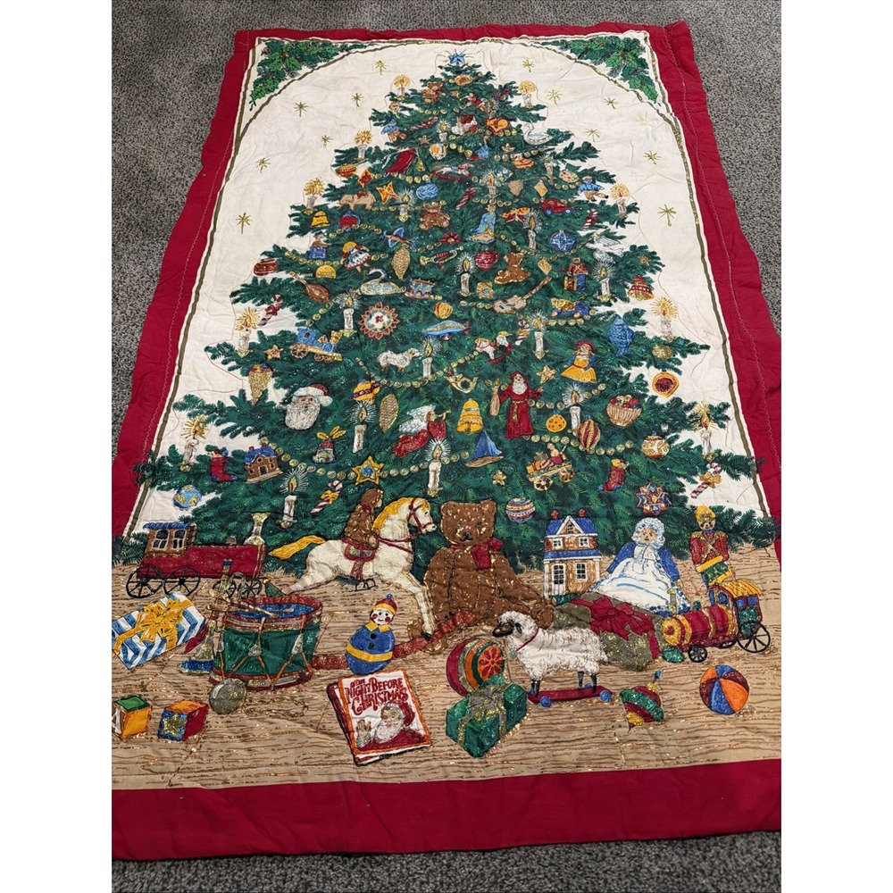 Vtg Handmade Christmas Panel Wall Hanging "Very Homemade" 46x30" Needs Repair
